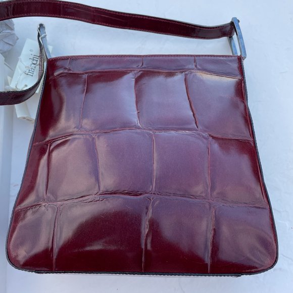 NWT - FRANCHI WINE (CORDOVAN) LEATHER SHOULDER BAG - FROM BLOOMINGDALES - Picture 8 of 15